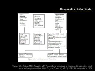 Vargas Y.A., Ortega M.C., Acevedo A.P., Protocolo de manejo de la crisis asmática en niños en el
servicio de urgencias. Univ. Méd. Bogotá (Colombia), 49 (2): 187-205, abril-junio de 2008
 
