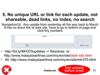 5. No unique URL or link for each update, not
shareable, dead links, no index, no search
Navigation/UI : Any update from y...
