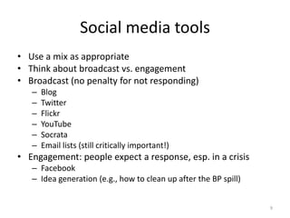 Crisis Communications Online: Web and Social Media