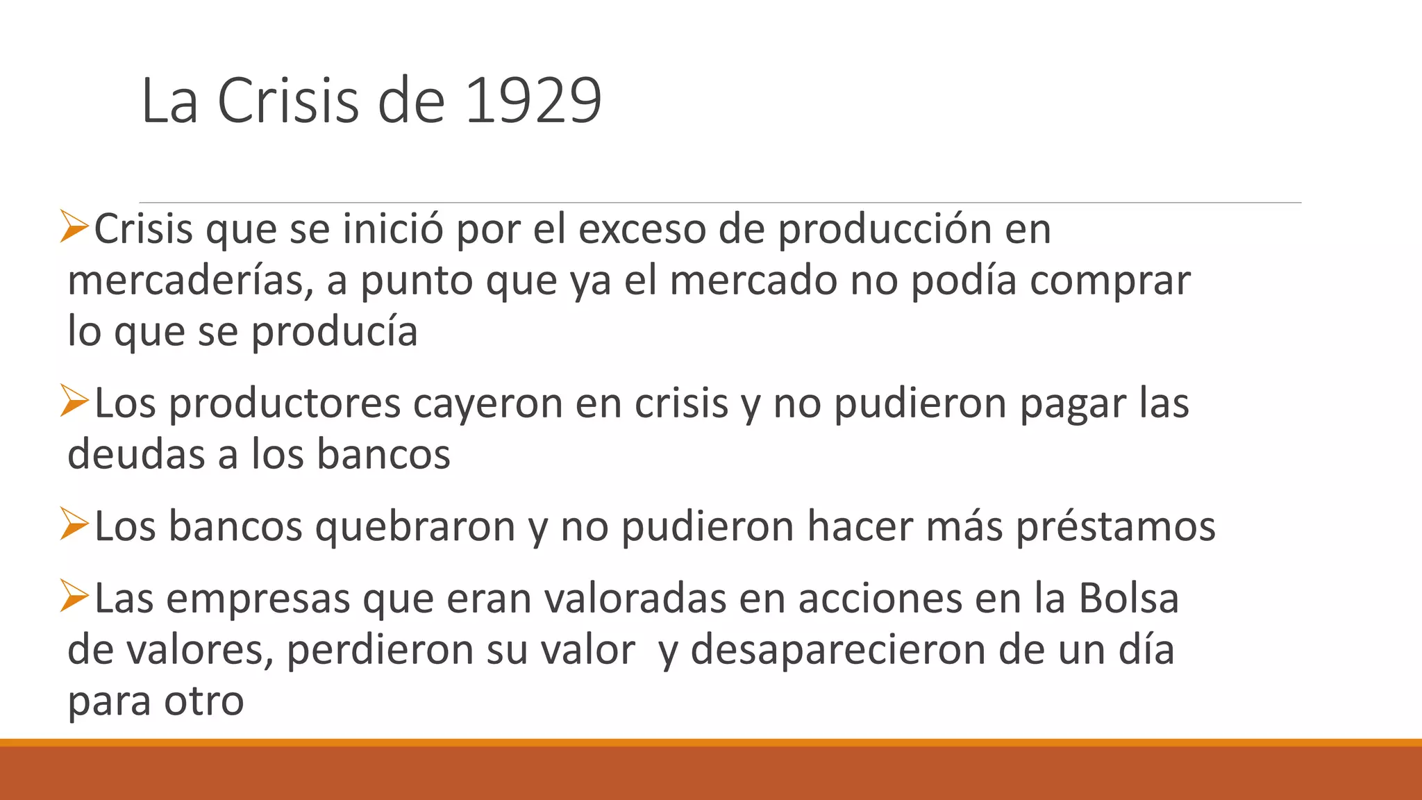 Crisis de 1929 y su impacto en costa | PPTX