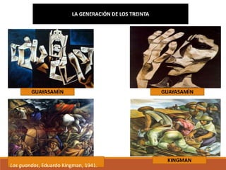LA GENERACIÓN DE LOS TREINTA
GUAYASAMÌN GUAYASAMÌN
Los guandos, Eduardo Kingman, 1941.
KINGMAN
 