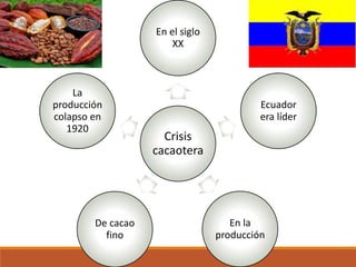 Crisis
cacaotera
En el siglo
XX
Ecuador
era líder
En la
producción
De cacao
fino
La
producción
colapso en
1920
 