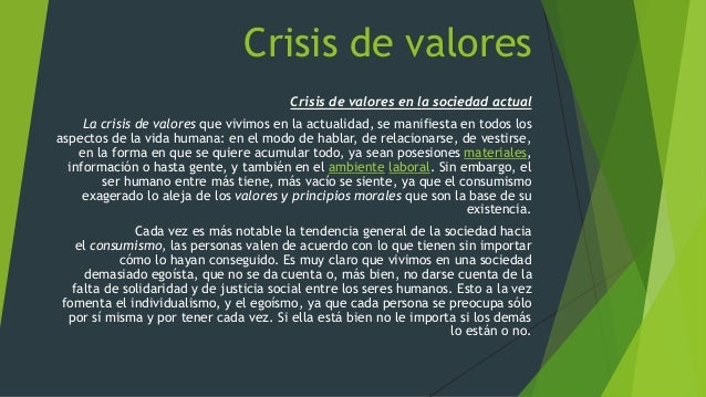 Crisis de valores 1