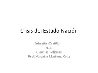 Crisis del Estado Nación SebastianCastillo H. 613 Ciencias Políticas Prof. Valentín Martínez Cruz 