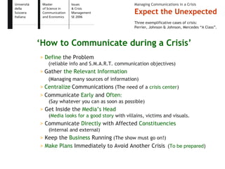 Expect the Unexpected - Issue and Crisis Management