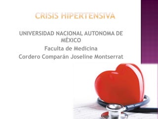 UNIVERSIDAD NACIONAL AUTONOMA DE
MÉXICO
Faculta de Medicina
Cordero Comparán Joseline Montserrat
 
