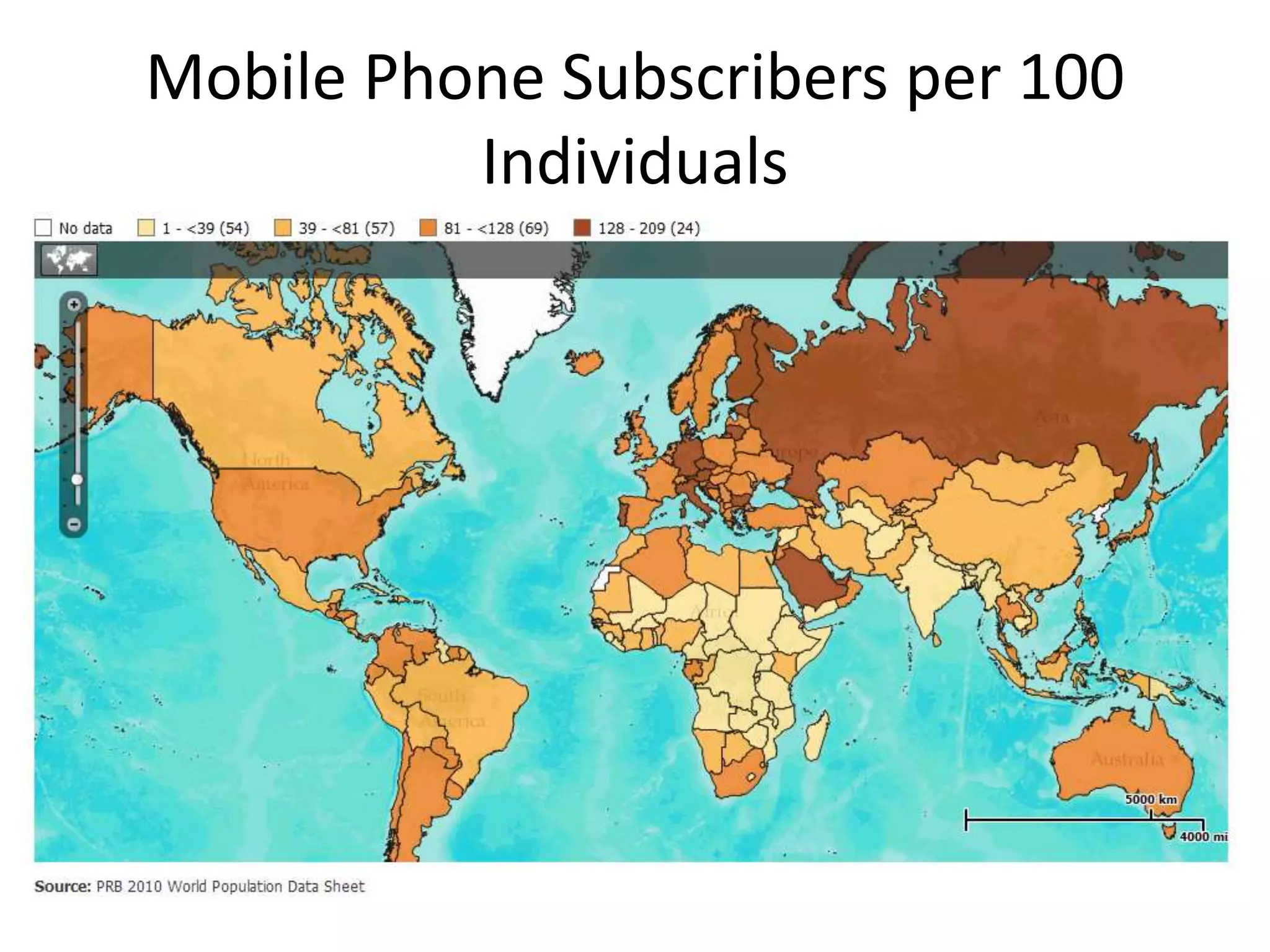 Mobile Phone Subscribers per 100
Individuals
 