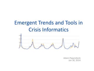Emergent Trends and Tools in
Crisis Informatics
Adam Papendieck
Jan 30, 2014
 