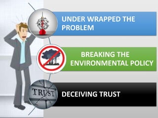 UNDER WRAPPED THE
PROBLEM
BREAKING THE
ENVIRONMENTAL POLICY
DECEIVING TRUST
 