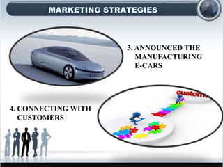 3. ANNOUNCED THE
MANUFACTURING
E-CARS
4. CONNECTING WITH
CUSTOMERS
 