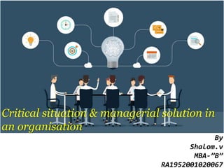 Critical situation & managerial solution in
an organisation
By
Shalom.v
MBA-”B”
RA1952001020067
 
