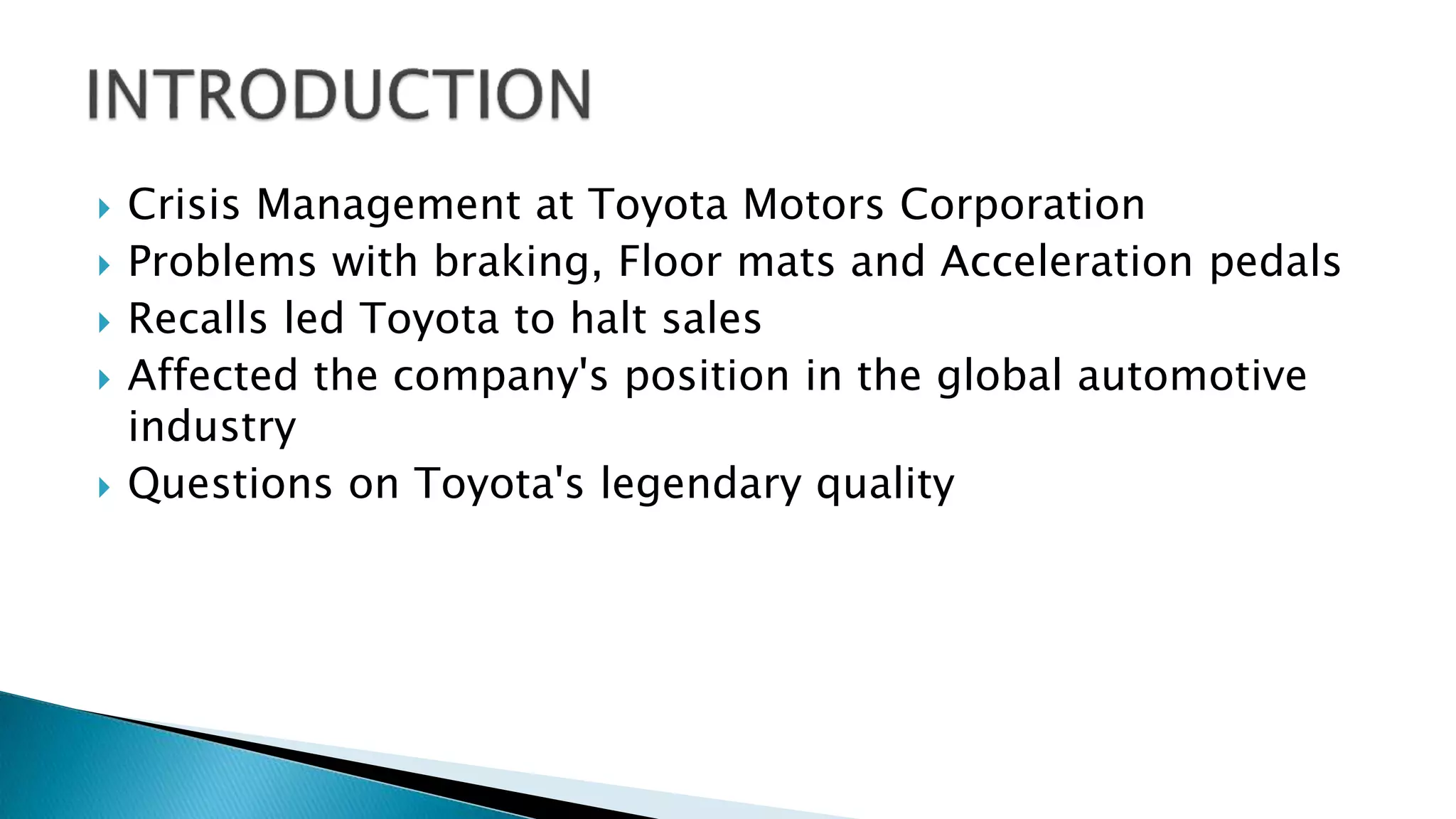 The Toyota Recalls Crisis | PPTX