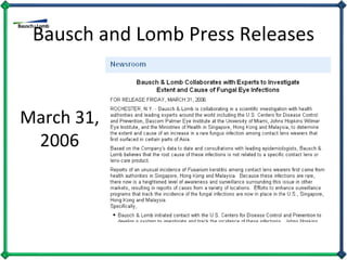 Bausch and Lomb Press Releases March 31, 2006 