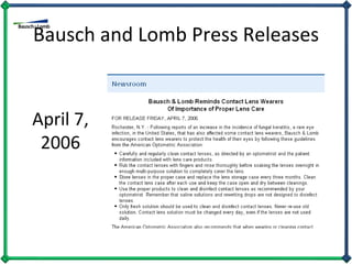Bausch and Lomb Press Releases April 7, 2006 