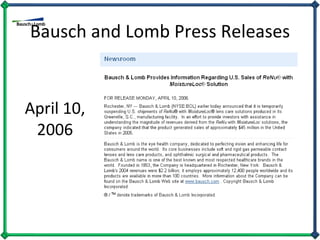 Bausch and Lomb Press Releases April 10, 2006 