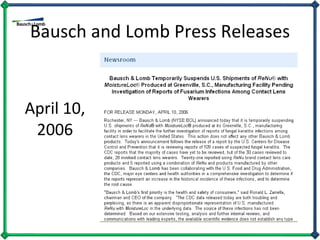 Bausch and Lomb Press Releases April 10, 2006 