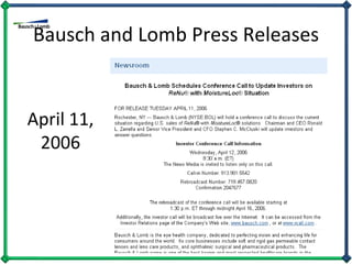 Bausch and Lomb Press Releases April 11, 2006 