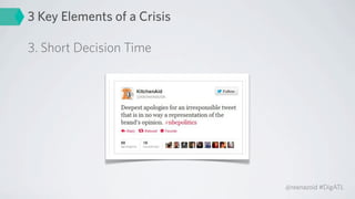 3 Key Elements of a Crisis

3. Short Decision Time




                             @reenazoid #DigATL
 