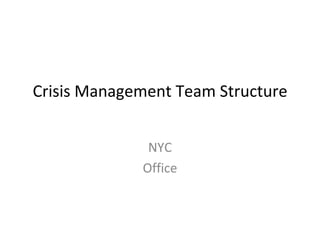Crisis Management Team Structure NYC Office 