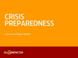 Crisis preparedness Communicate Magazine Webinar 