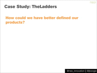 @jboogie
Case Study: TheLadders
How could we have better defined our
products?
@neo_innovation || @jboogie
 