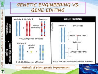ICAR-IndianInstituteofHorticulturalResearch
7
GENETIC ENGINEERING VS.
GENE EDITING
Methods of plant genetic improvement
 