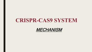 CRISPR-CAS9 SYSTEM
MECHANISM
 
