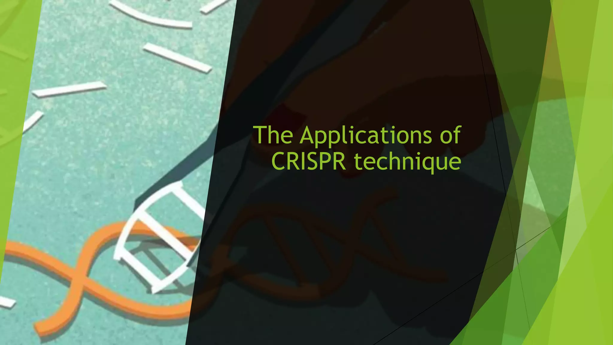 The Applications of
CRISPR technique
 