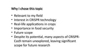 CRISPR/Cas9 Applications in Plant Genome Editing for Crop Improvement ...