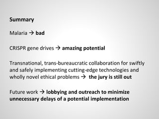 CRISPR as a potential tool for malaria eradication | PPTX