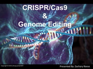 CRISPR/Cas9
&
Genome Editing
Copyright © 2015 Zhang Lab @ MIT
Presented By: Zachary Reese
 