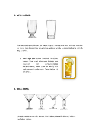 3. CRISTALERÍA, MOBILIARIO Y EQUIPO a utilizar – Competencias en  preparación de bebidas