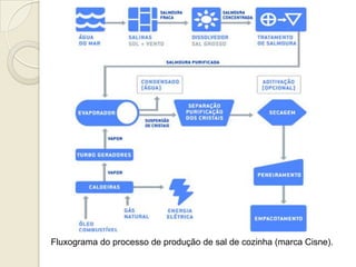 Fluxograma do processo de produção de sal de cozinha (marca Cisne).
 
