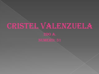 Cristel valenzuela
2do A.
Numero: 31
 