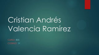 Cristian Andrés
Valencia Ramírez
CURSO 805
CODIGO 39

 