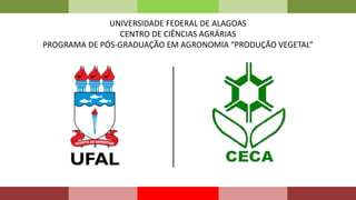 UNIVERSIDADE FEDERAL DE ALAGOAS
CENTRO DE CIÊNCIAS AGRÁRIAS
PROGRAMA DE PÓS-GRADUAÇÃO EM AGRONOMIA “PRODUÇÃO VEGETAL”
 