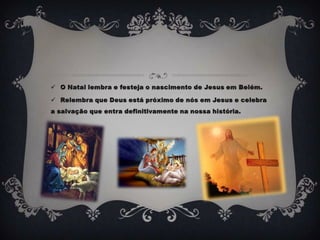  O novo Testamentoé constituído por 27 livros, escritos depois da morte e ressurreição de Jesus, que tem  como acontecimentos centrais a pessoa de Jesus e a formação das comunidades cristãs primitivas.