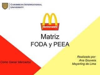 Matriz
FODA y PEEA
Realizado por:
Ana Gouveia
Mayerling de Lima
Como Ganar Mercados
 