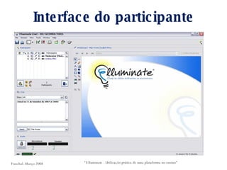 Interface do participante “ Elluminate - Utilização prática de uma plataforma no ensino” Funchal. Março 2008 