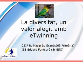 La diversitat, un
valor afegit amb
   eTwinning
CEIP R. Macip D. Granés(6è Primària)
IES Eduard Fontseré (3r ESO)
 