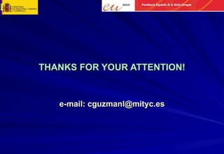 THANKS FOR YOUR ATTENTION! e-mail: cguzmanl@mityc.es 
