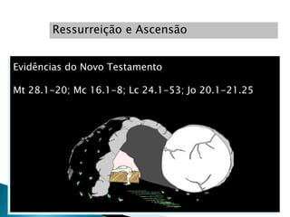 Ressurreição e Ascensão


Evidências do Novo Testamento

Mt 28.1-20; Mc 16.1-8; Lc 24.1-53; Jo 20.1-21.25
 