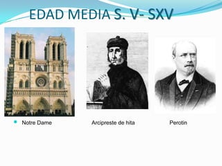 EDAD MEDIA S. V- SXV



Notre Dame

Arcipreste de hita

Perotin

 