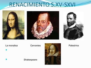 RENACIMIENTO S.XV-SXVI


La monalisa

Cervantes




Shakespeare

Palestrina

 