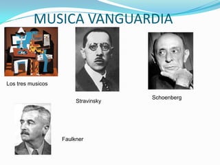 MUSICA VANGUARDIA

Los tres musicos
Stravinsky

Faulkner

Schoenberg

 