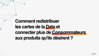 Comment redistribuer
les cartes de la Data et
connecter plus de Consommateurs
aux produits qu'ils désirent ?
5
 