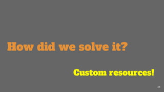 How did we solve it?
28
Custom resources!
 