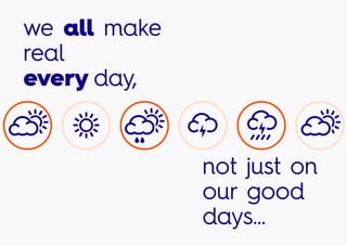 not just on
our good
days…
we all make
real
every day,
 
