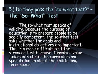 Criteria for curriculum assessment | PPTX