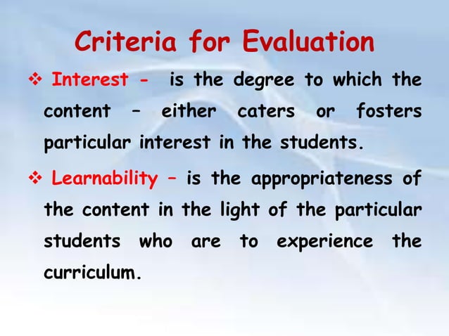Criteria For Evaluation PPT criteria-for-evaluation-ppt